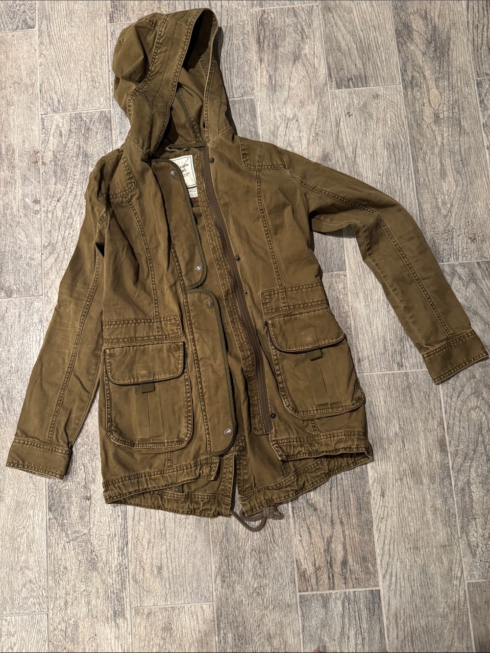 Abercrombie & Fitch Olive Canvas Hooded Field Jacket